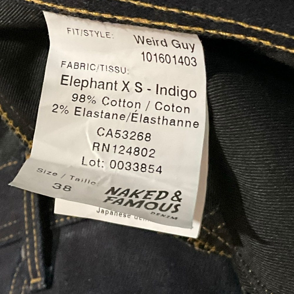 Naked & Famous Raw Elephant XS Weird Guy Unwashed 38x30.5 - Picture 3 of 16
